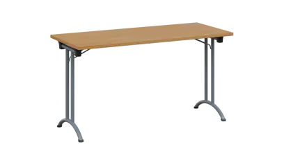 SLA 140 lak skládací jednací stůl 1394x600, deska 25 mm, podnož stříbrný lak, deska buk royal